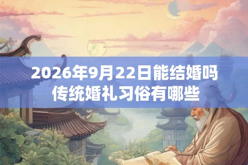 2026年9月22日能结婚吗 传统婚礼习俗有哪些