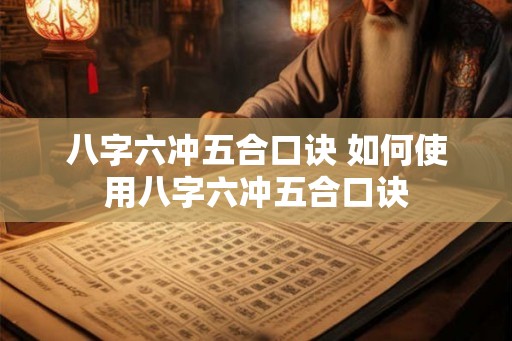 八字六冲五合口诀 如何使用八字六冲五合口诀