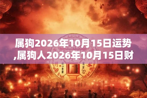 属狗2026年10月15日运势,属狗人2026年10月15日财运,生肖狗2026年10月15日运势