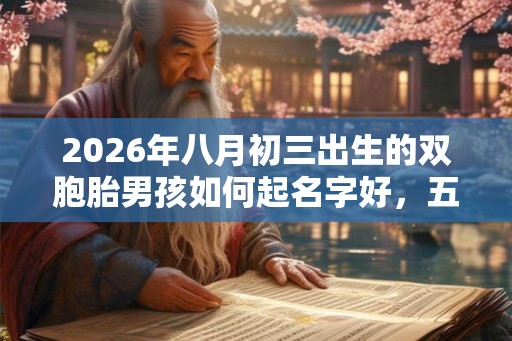 2026年八月初三出生的双胞胎男孩如何起名字好，五行属什么？