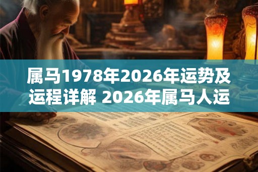 属马1978年2026年运势及运程详解 2026年属马人运势如何
