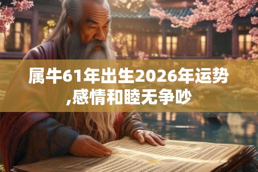 属牛61年出生2026年运势,感情和睦无争吵