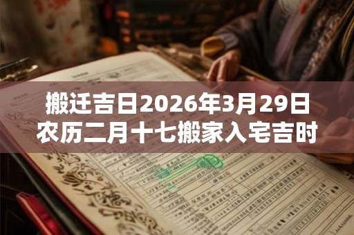 搬迁吉日2026年3月29日农历二月十七搬家入宅吉时查询