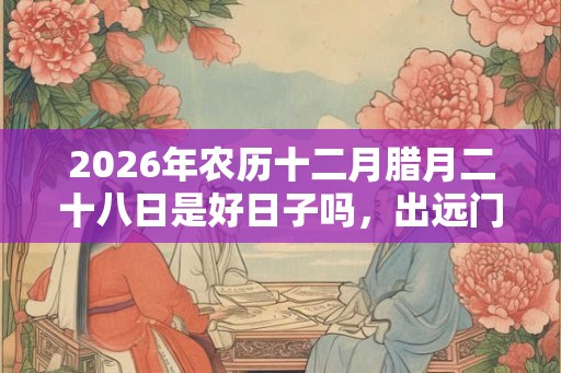 2026年农历十二月腊月二十八日是好日子吗，出远门好吗？