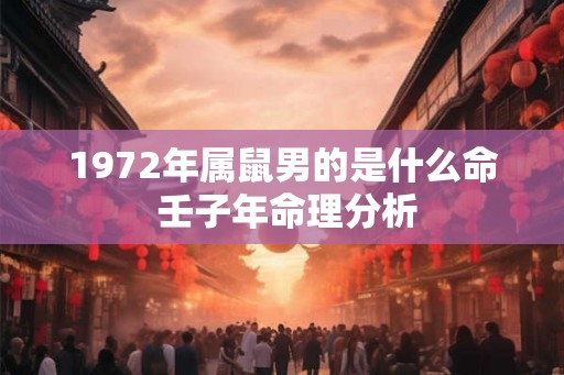 1972年属鼠男的是什么命 壬子年命理分析