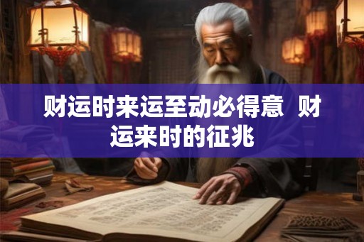 财运时来运至动必得意 财运来时的征兆 财运时来运至动必得意 财运来时的征兆