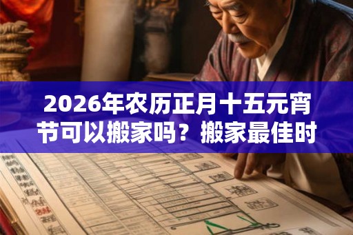 2026年农历正月十五元宵节可以搬家吗？搬家最佳时间？