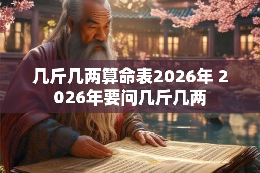 几斤几两算命表2026年 2026年要问几斤几两