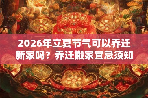2026年立夏节气可以乔迁新家吗？乔迁搬家宜忌须知