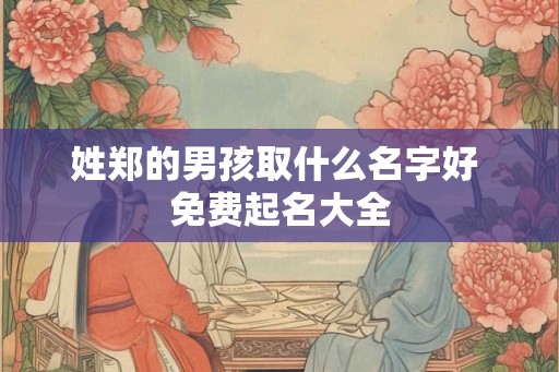 姓郑的男孩取什么名字好 免费起名大全