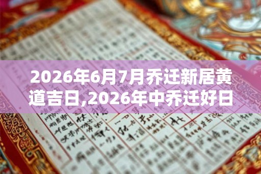 2026年6月7月乔迁新居黄道吉日,2026年中乔迁好日子