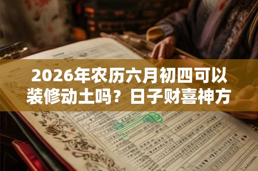 2026年农历六月初四可以装修动土吗？日子财喜神方位？
