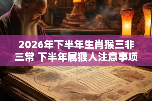 2026年下半年生肖猴三非三常 下半年属猴人注意事项