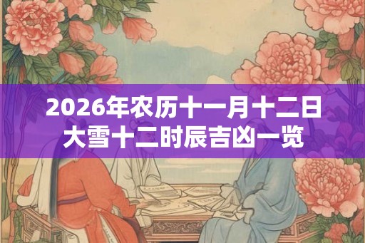 2026年农历十一月十二日大雪十二时辰吉凶一览