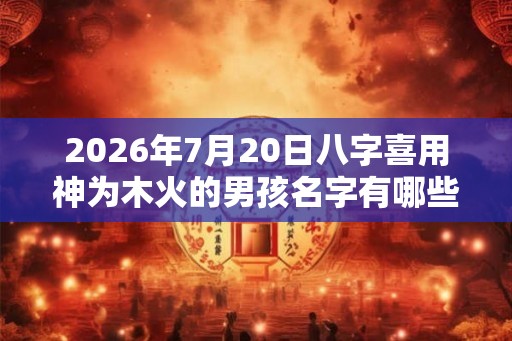 2026年7月20日八字喜用神为木火的男孩名字有哪些