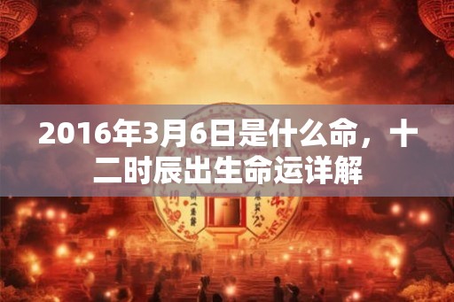 2016年3月6日是什么命，十二时辰出生命运详解