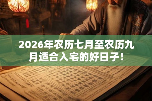 2026年农历七月至农历九月适合入宅的好日子！