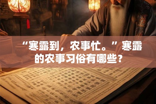 “寒露到,农事忙。”寒露的农事习俗有哪些? “寒露到,农事忙。”寒露的农事习俗有哪些?
