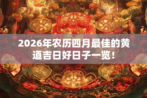2026年农历四月最佳的黄道吉日好日子一览！