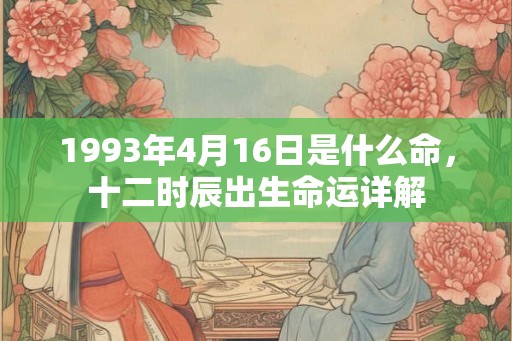 1993年4月16日是什么命，十二时辰出生命运详解