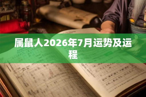 属鼠人2026年7月运势及运程