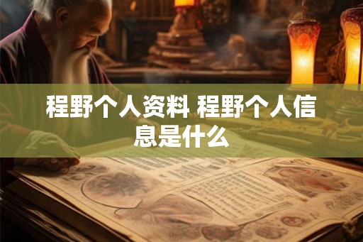 程野个人资料 程野个人信息是什么 程野个人资料 程野个人信息是什么