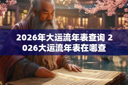 2026年大运流年表查询 2026大运流年表在哪查