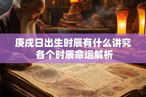 庚戌日出生时辰有什么讲究 各个时辰命运解析