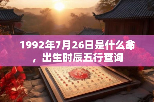 1992年7月26日是什么命，出生时辰五行查询