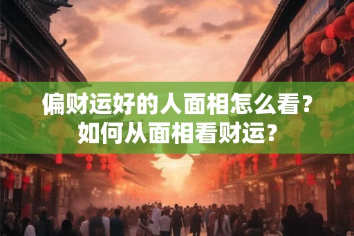 偏财运好的人面相怎么看？如何从面相看财运？