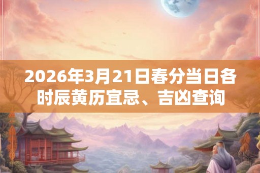 2026年3月21日春分当日各时辰黄历宜忌、吉凶查询 2026年3月21日春分当日各时辰黄历宜忌、吉凶查询