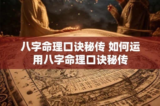 八字命理口诀秘传 如何运用八字命理口诀秘传