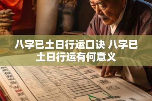 八字已土日行运口诀 八字已土日行运有何意义