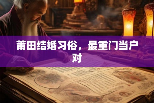 莆田结婚习俗，最重门当户对