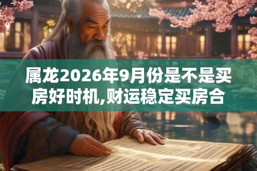 属龙2026年9月份是不是买房好时机,财运稳定买房合适