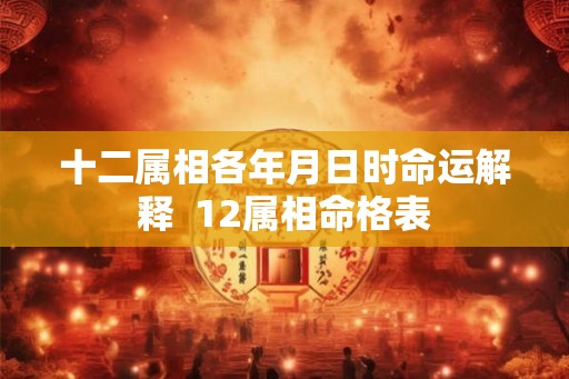 十二属相各年月日时命运解释  12属相命格表