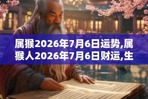 属猴2026年7月6日运势,属猴人2026年7月6日财运,生肖猴2026年7月6日运势