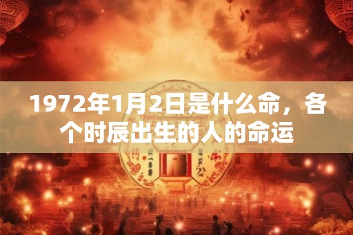 1972年1月2日是什么命，各个时辰出生的人的命运