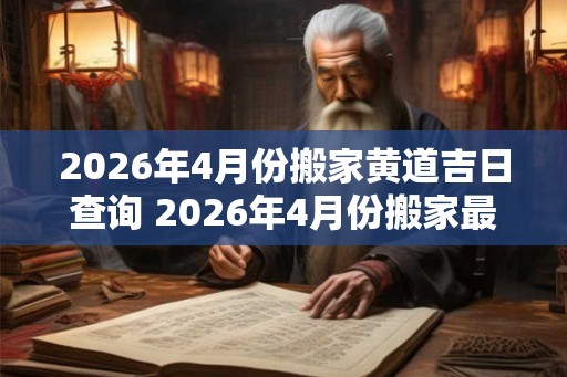 2026年4月份搬家黄道吉日查询 2026年4月份搬家最佳黄道吉日是哪天