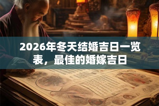 2026年冬天结婚吉日一览表，最佳的婚嫁吉日