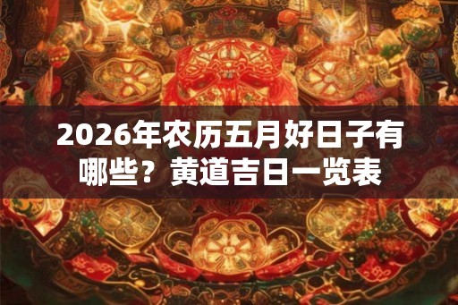 2026年农历五月好日子有哪些？黄道吉日一览表