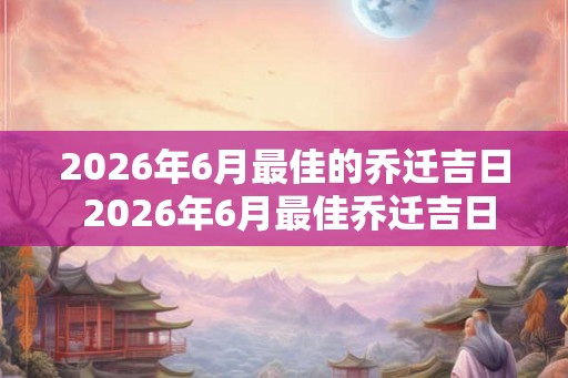 2026年6月最佳的乔迁吉日 2026年6月最佳乔迁吉日是哪天