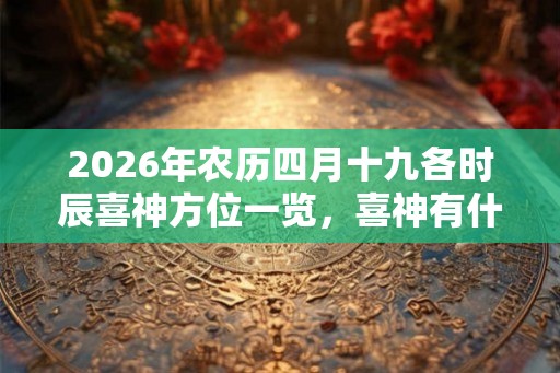 2026年农历四月十九各时辰喜神方位一览，喜神有什么作用？