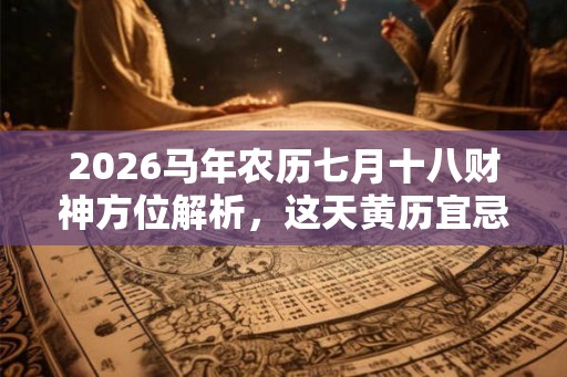 2026马年农历七月十八财神方位解析，这天黄历宜忌查询