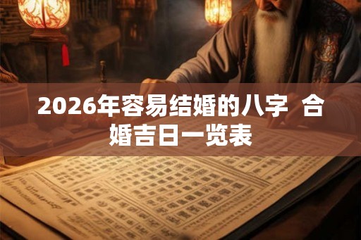 2026年容易结婚的八字 合婚吉日一览表 2026年容易结婚的八字 合婚吉日一览表