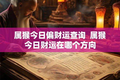 属猴今日偏财运查询  属猴今日财运在哪个方向