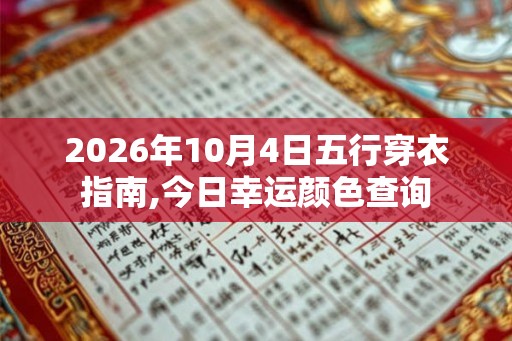 2026年10月4日五行穿衣指南,今日幸运颜色查询