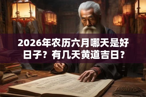 2026年农历六月哪天是好日子？有几天黄道吉日？