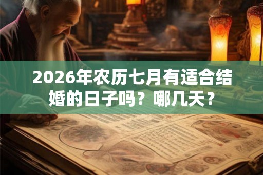 2026年农历七月有适合结婚的日子吗？哪几天？