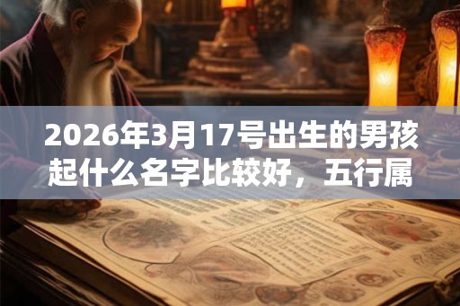 2026年3月17号出生的男孩起什么名字比较好，五行属什么
